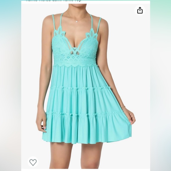 NWOT Zenana mint crochet lace cami dress size medium - Picture 3 of 14